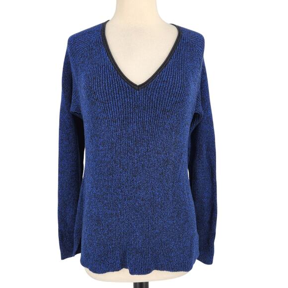 Karl Lagerfeld Paris Knit Ribbed Sweater V Neck Long Sleeves Size Medium - Picture 1 of 5